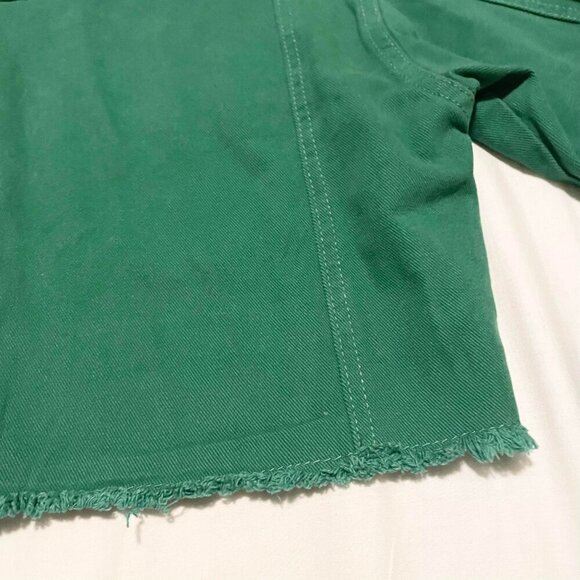 Bluenotes Crop Denim Jean Jacket Green Womens Size XS - Picture 13 of 16